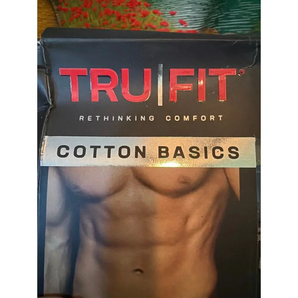 TRUFIT Men's Cotton Knit Boxer Briefs 2 Pack Medium 32-34 Assorted Colors NIB
